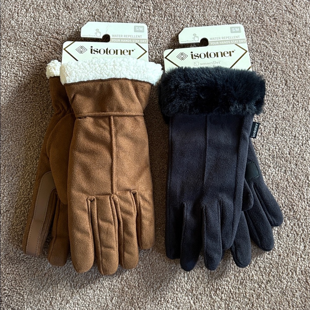 Isotoner set of 2 women’s fleece gloves small/medium new